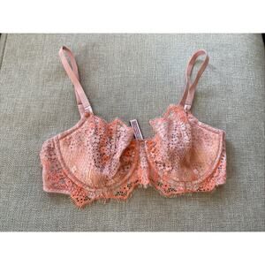 Victoria's Secret Dream Angels Push-up without Padding Bra 34D Pink Coral Lace